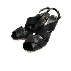 Kenneth Cole Reaction black knock loud wedge sandals size 7
